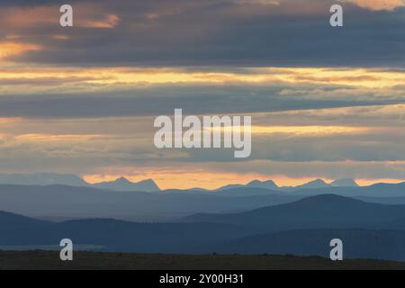 Vue de la réserve naturelle de Dundret dans les Fells, Gaellivare, Norrbotten, Laponie, Suède, août 2014, Europe Banque D'Images