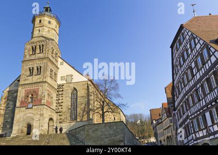 L'église Saint-Michel historique dans Schwaebisch Hall, Allemagne, Europe Banque D'Images