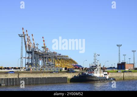 Vue du terminal à conteneurs à Bremerhaven. Vue dans Containerterminal Bremerhaven Banque D'Images