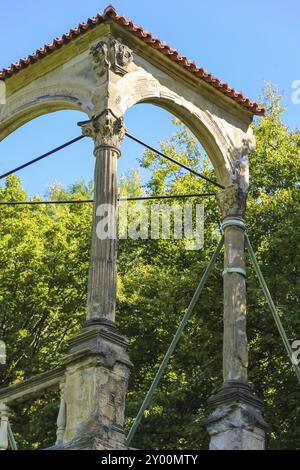 Lusthaus ruine Stuttgart dans le jardin du palais du milieu, parc du palais, détail de l'ancien bâtiment Renaissance construit par Georg Beer au 16ème siècle, R Banque D'Images