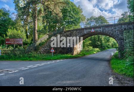 British Railways Warcop Station panneau près de Warcop, Appleby-in-Westmorland, Cumbria Banque D'Images