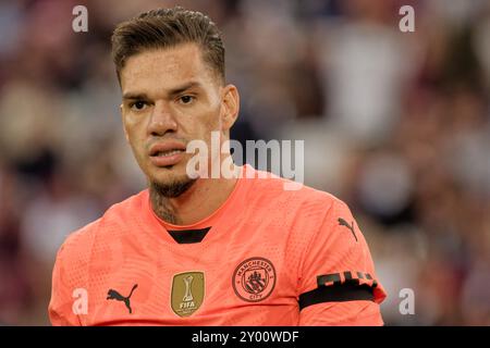 Londres, Royaume-Uni. 31 août 2024. Londres, Angleterre, août 31 2024 : Ederson (31 Manchester City) pendant le match de premier League entre West Ham et Manchester City au London Stadium de Londres, Angleterre. (Pedro Porru/SPP) crédit : SPP Sport Press photo. /Alamy Live News Banque D'Images