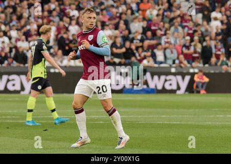 Londres, Royaume-Uni. 31 août 2024. Londres, Angleterre, août 31 2024 : Jarrod Bowen (20 West Ham) lors du match de premier League entre West Ham et Manchester City au London Stadium à Londres, en Angleterre. (Pedro Porru/SPP) crédit : SPP Sport Press photo. /Alamy Live News Banque D'Images
