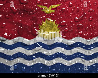 Drapeau de Kiribati avec des gouttes de pluie Banque D'Images