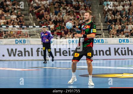 Duesseldorf, Deutschland. 31 août 2024. Philipp Weber (SC Magdeburg, #20) SC Magdeburg v. Fuechse Berlin, Handball, Handball Super Cup 2024, 2024/25, 31.08.2024 Foto : Eibner-Pressefoto/Gerhard Wingender crédit : dpa/Alamy Live News Banque D'Images