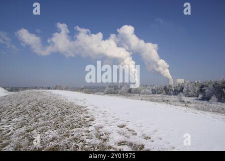 Centrale électrique de Boxberg en hiver, centrale électrique de Boxberg en hiver Banque D'Images