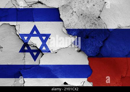 Drapeaux d'Israël et de Russie Banque D'Images