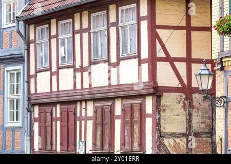 Maisons à colombages à Quedlinbrug, montagnes du Harz Banque D'Images