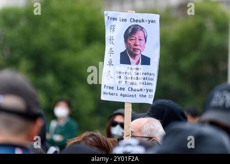 Londres, Royaume-Uni. 31 août 2024. Les citoyens de Hong Kong protestent pour l'anniversaire de l'incident de 831, où la police de Hong Kong a pris d'assaut le poste de Prince Edward et attaqué des civils. Crédit : Andrea Domeniconi/Alamy Live News Banque D'Images