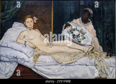 Edouard Manet (1832-1883), Olympia, 1863, huile sur toile, Musée d'Orsay, Ministère français de la culture et de la communication, Paris, France, Europe occidentale, UE Banque D'Images