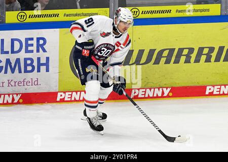 Eishockey DEL 25 : TimoCom NRW-Cup Krefeld Pinguine vs Iserlohn Roosters Am 31.8.2024 in der Yayla Arena in Krefeld Iserlohns Michael Dal colle (Nr.91) Foto : osnapix Banque D'Images