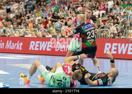 Duesseldorf, Deutschland. 31 août 2024. Mathias Gidsel (Fuechse Berlin, #19) SC Magdeburg v. Fuechse Berlin, Handball, Handball Super Cup 2024, 2024/25, 31.08.2024 Foto : Eibner-Pressefoto/Gerhard Wingender crédit : dpa/Alamy Live News Banque D'Images