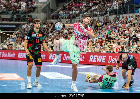 Duesseldorf, Deutschland. 31 août 2024. Mihajlo Marsenic (Fuechse Berlin, #93) SC Magdeburg v. Fuechse Berlin, Handball, Handball Super Cup 2024, 2024/25, 31.08.2024 Foto : Eibner-Pressefoto/Gerhard Wingender crédit : dpa/Alamy Live News Banque D'Images