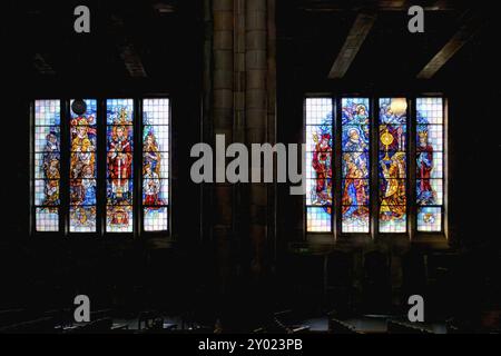 Basilique nationale du Sacré-cœur, vitrail, Koekelberg, Bruxelles, Belgique, Europe Banque D'Images