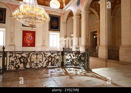 Aranjuez, Madrid, Espagne- 16 août 2024 : intérieur du Palais Royal d'Aranjuez Banque D'Images