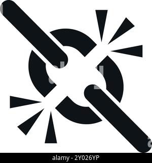 Chaîne non liée cassée dans l'icône noire de maillon faible Illustration de Vecteur