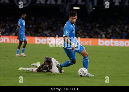 Naples, Campanie, Italie. 31 août 2024. Mathias Olivera de Napoli pendant le match de Serie A SSC Napoli - Parma Calcio Stadio Maradona le 31 août 2024 à Naples, Italie. (Crédit image : © Ciro de Luca/ZUMA Press Wire) USAGE ÉDITORIAL SEULEMENT! Non destiné à UN USAGE commercial ! Banque D'Images