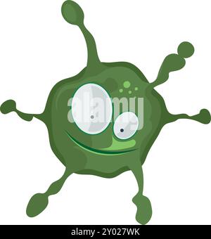 Microbe vert. Caractère germinatif de l'infection de la maladie de Cartoon Illustration de Vecteur