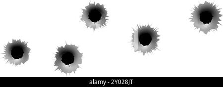 Trous de tir. Balle ronde touchée. Dommages aux parois Illustration de Vecteur