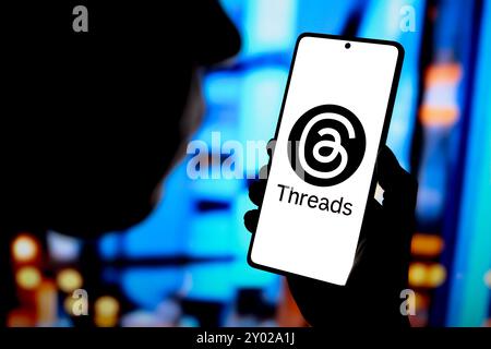 30 août 2024 : 31 août 2024, Paraguay. Dans cette illustration photo, le logo threads est affiché sur un écran de smartphone (crédit image : © Jaque Da Silva/SOPA images via ZUMA Press Wire) USAGE ÉDITORIAL SEULEMENT! Non destiné à UN USAGE commercial ! Banque D'Images
