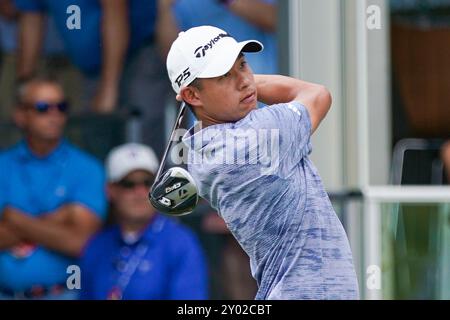 Atlanta, Géorgie, États-Unis. 31 août 2024. Collin Morikawa fait ses débuts au premier trou lors de la troisième manche du championnat de 2024 au East Lake Golf Club. (Crédit image : © Debby Wong/ZUMA Press Wire) USAGE ÉDITORIAL SEULEMENT! Non destiné à UN USAGE commercial ! Banque D'Images