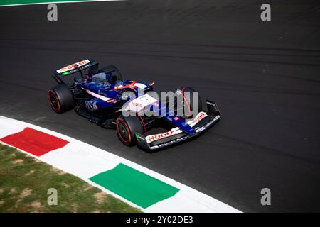Daniel Ricciardo, pilote de Visa CashApp Team, au volant de la session de qualification du Grand Prix d'Italie de formule 1 2024 à Monza, Italie.31 août 2024 (photo de Daniele Marangoni/Sipa USA) crédit : Sipa USA/Alamy Live News Banque D'Images
