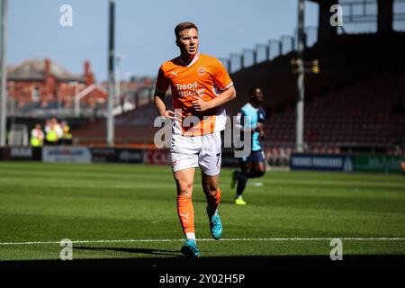 Lee Evans de Blackpool lors du match de Sky Bet League 1 Blackpool vs Wycombe Wanderers à Bloomfield Road, Blackpool, Royaume-Uni, 31 août 2024 (photo de Gareth Evans/News images) Banque D'Images