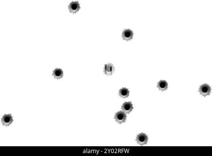 Maquette de trous de balle. Dommages réalistes de surface blanche Illustration de Vecteur