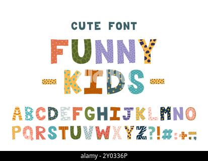 Police colorée de dessin animé. Alphabet anglais isolé. Illustration de Vecteur