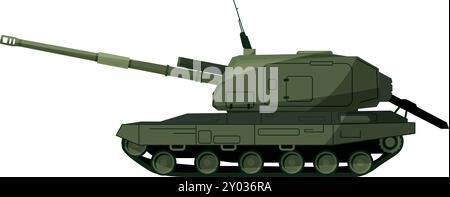 Vue latérale du réservoir. Véhicule militaire. Transport de combat Illustration de Vecteur