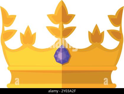 Couronne de reine avec gemme précieuse. Icône de bijoux de couleur Illustration de Vecteur