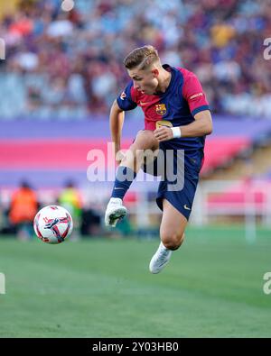 Barcelone, Espagne. 31 août 2024. Fermin Lopez en action lors du match LaLiga EA Sports entre le FC Barcelone et le Real Valladolid CF aux Estadi Olimpic Lluis Companys. Crédit : Christian Bertrand/Alamy Live News Banque D'Images