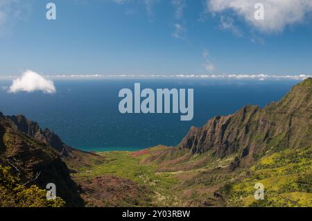 Le sommet de Waimea Canyon donnant sur l'océan Pacifique Banque D'Images