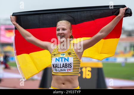 Jolanda KALLABIS (FT 1844 Freiburg), ALLEMAGNE, 1500 mètres femmes PER, Leichtathletik, Athlétisme, Championnats du monde d'athlétisme U20 Lima 24, Leichtathletik Weltmeisterschaften, 31.08.2024, Foto : Eibner-Pressefoto/Jan Papenfuss Banque D'Images