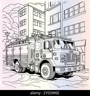 Firetruck Coloring page pour enfant Illustration de Vecteur