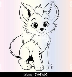 page de coloriage de dessin animé fox pour les enfants Illustration de Vecteur