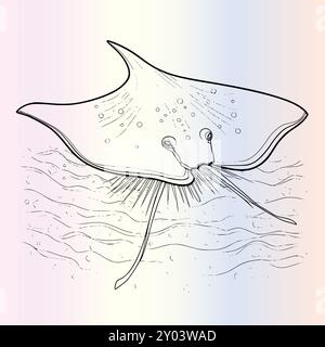 Drôle de coloriage Stingray pour les enfants Illustration de Vecteur