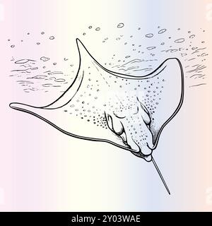 Drôle de coloriage Stingray pour les enfants Illustration de Vecteur