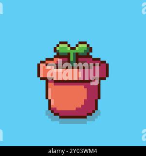 Illustration vectorielle de plante dans un pot avec Pixel Art Design, parfait pour les designs à thème d'actifs de jeu Illustration de Vecteur