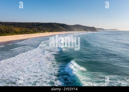 Vue aérienne de Dudley Beach à Newcastle, Nouvelle-Galles du Sud, Australie Banque D'Images