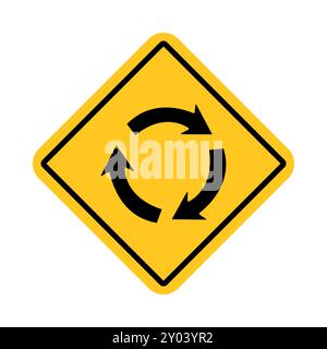 Panneau de signalisation, rond-point prudent devant, rond-point, rond-point Illustration de Vecteur