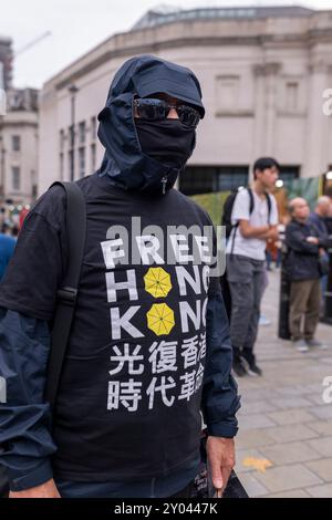 Les manifestants pour la libération de Hong Kong se sont rassemblés à Trafalgar Square pour se souvenir de ceux qui ont été traduits en justice lors de l'incident de 831, qui a conduit à des passages à tabac et à des arrestations massives de personnes le 31 août 2019. Banque D'Images