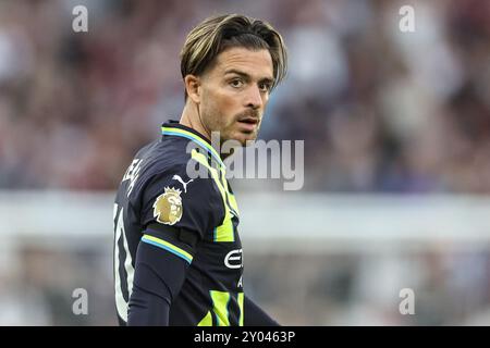 Londres, Royaume-Uni. 01 Sep, 2024. Jack Grealish de Manchester City lors du match de premier League West Ham United vs Manchester City au London Stadium, Londres, Royaume-Uni, le 31 août 2024 (photo par Mark Cosgrove/News images) à Londres, Royaume-Uni le 1/9/2024. (Photo de Mark Cosgrove/News images/SIPA USA) crédit : SIPA USA/Alamy Live News Banque D'Images