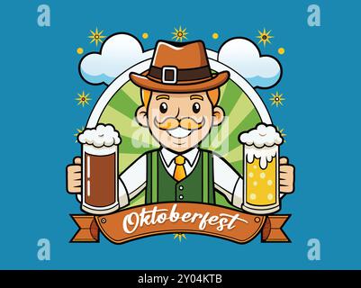 Munich Oktoberfest Cute Cartoon Vector Illustration de Vecteur