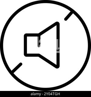 Icône de contour des paramètres du mode silencieux audio. Contrôle des sons. Désactiver les notifications. Signe de style simple pour le concept mobile et la conception Web. Illustration de Vecteur