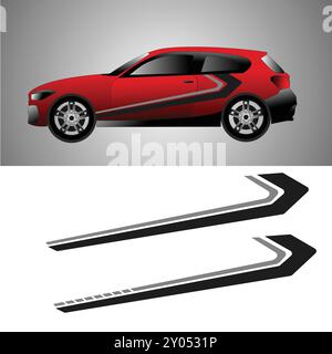 conception vectorielle de décalcomanie en vinyle d'enveloppement de carrosserie de voiture. autocollant voiture blanc Illustration de Vecteur
