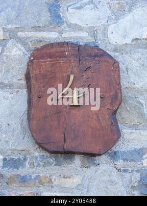 affiche sur le mur. nombre en bois Banque D'Images