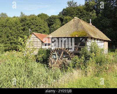 Ancien moulin à eau à la lisière de la forêt, Rhénanie du Nord-Westphalie, Allemagne, Europe Banque D'Images