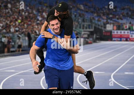 Leonardo FABBRI (ITA) et Gianmarco TAMBERI (ITA) lors de la Ligue du diamant Wanda de l'IAAF : Gala d'or Pietro Mennea au stade Olympique le 30 août 2024 à Rome, Italie Banque D'Images