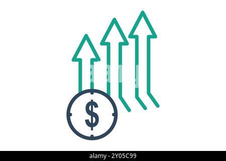 Icône marché. style d'icône de ligne. dollar avec flèche vers le haut. Icône associée à SWOT. illustration vectorielle des éléments métier Illustration de Vecteur